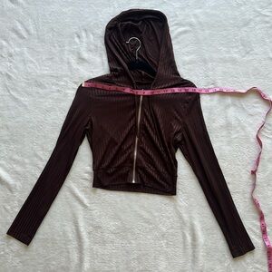 Rib knit drawstring hoodie and leggings 2pc set